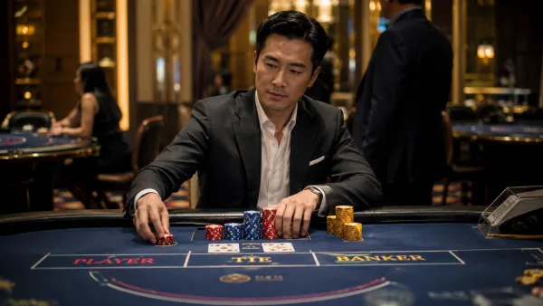 百家樂免費試玩與真錢遊戲差異:新手必懂的心態、風險與決策解析 4 冷靜下注百家樂的玩家 示意圖