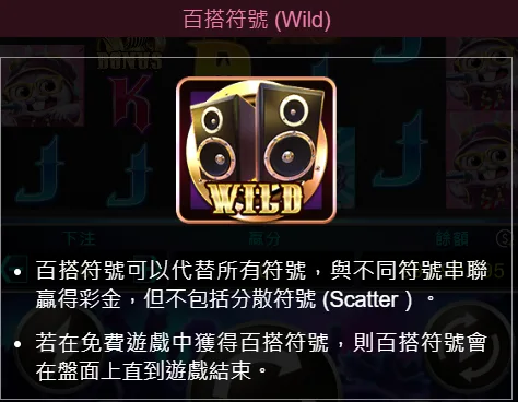 RG搖滾派對完整攻略:玩法規則、黏著Wild機制與賭一把爆分技巧 3 RG電子搖滾派對百搭符號