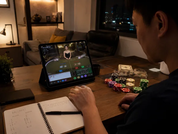 百家樂一天玩多久最適合?時間控管比下注法更重要 4 遊玩線上百家樂的玩家 示意圖