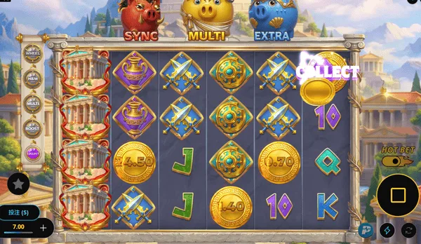 QT電子三隻小豬:奧林匹斯2完整攻略!機制細節和遊玩重點 4 足夠的豬幣才能觸發免費旋轉