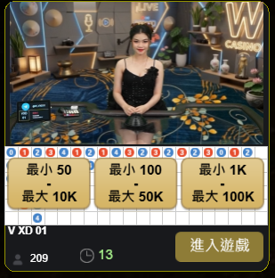 W真人百家樂版面介紹|9國語言介面、快節奏發牌實測紀錄 4 W真人必須先選限紅才能進桌台